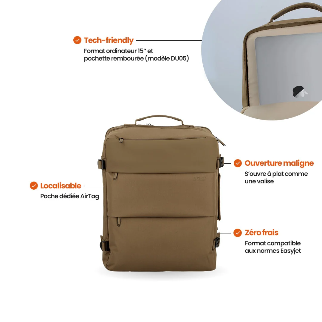 Sac à dos de voyage cabine 45x35x20 - Dunaa Jump | Compatible Easyjet - Image 22