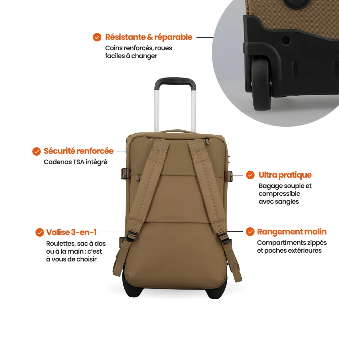 Sac de voyage Cabine 2 roues 55x35x20 cm - Dunaa Jump | 3 en 1 avec bretelles amovibles - Image 26